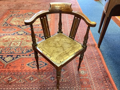 Lot 1241 - Edwardian children's corner chair by James Schoolbred, label to underside