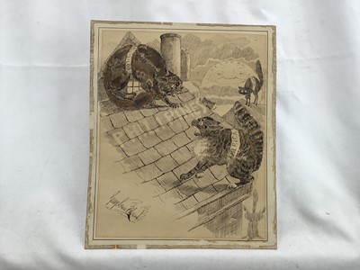 Lot 165 - George Cruickshank (1792-1878) pen and ink satirical cartoon of cats squabbling over the Philippines