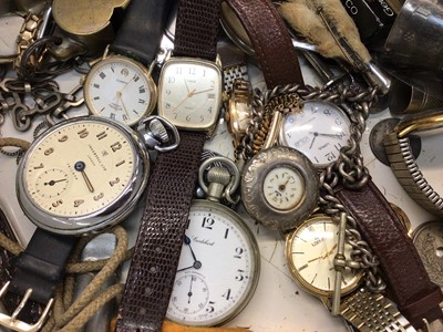 Lot 1038 - Various wristwatches, cufflinks, Vogue powder compact, other bijouterie, globe table lighter, antique Bible and sundries