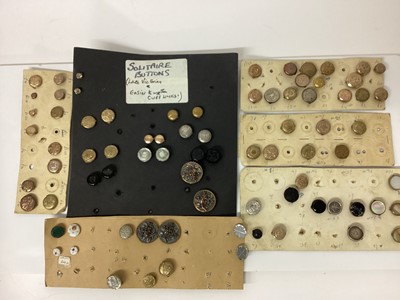 Lot 2107 - Collection of Victorian Solitaire Buttons, cuff buttons and some collar studs.  Makes include William West