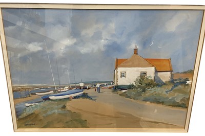Lot 149 - Ken Tidd - Contemporary watercolour of Burnham Overy Staithe