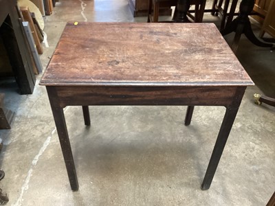 Lot 1223 - Antique mahogany side table with end drawer, and a hunting print