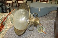 Lot 3684 - Large brass ships' lantern with substantial...