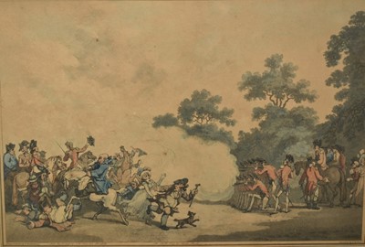 Lot 1052 - Thomas Rowlandson (1756-1827), aquatint - A Field Day in Hyde Park, published 1791, titled and inscribed in ink, 36.5cm x 53.5cm, in glazed gilt frame