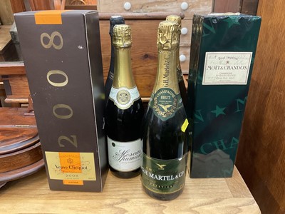 Lot 729 - Six bottles of champagne and sparkling wine including Verve Clicquot, Moet and Chandon