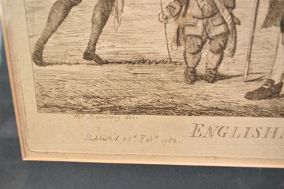 Lot 66 - Henry William Bunbury (1750-1811) etching - Englishman at Paris, 1767, published 1782, 34cm x 42cm, in glazed frame