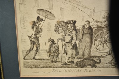 Lot 66 - Henry William Bunbury (1750-1811) etching - Englishman at Paris, 1767, published 1782, 34cm x 42cm, in glazed frame