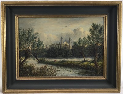 Lot 120 - 19th century English School, oil on canvas - view of Eton from the river