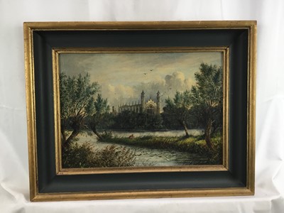 Lot 120 - 19th century English School, oil on canvas - view of Eton from the river