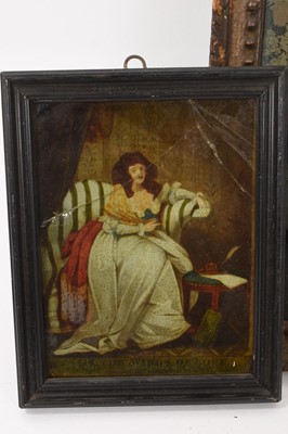 Lot 765 - George III reverse painting on glass (damaged) and two reverse prints on glass