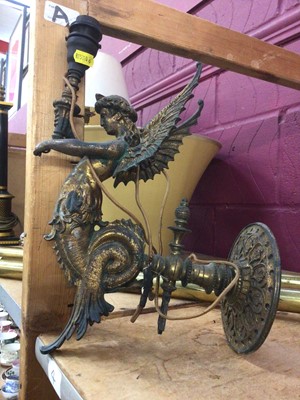 Lot 720 - Good quality 19th c ormolu Mermaid light fitting ( converted from gas)