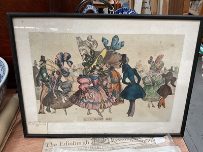 Lot 413 - Regency tinted and cut out cartoon entitled 'A La Mode 1820' in glazed frame