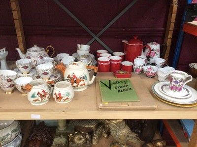 Lot 666 - Group of ceramics to include three teasets, together with Royal Commorative items and a stamp album.