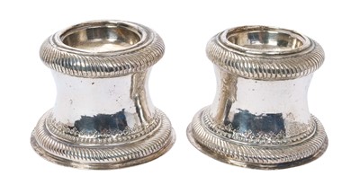 Lot 399 - Pair of Queen Anne silver trencher salts, London 1702