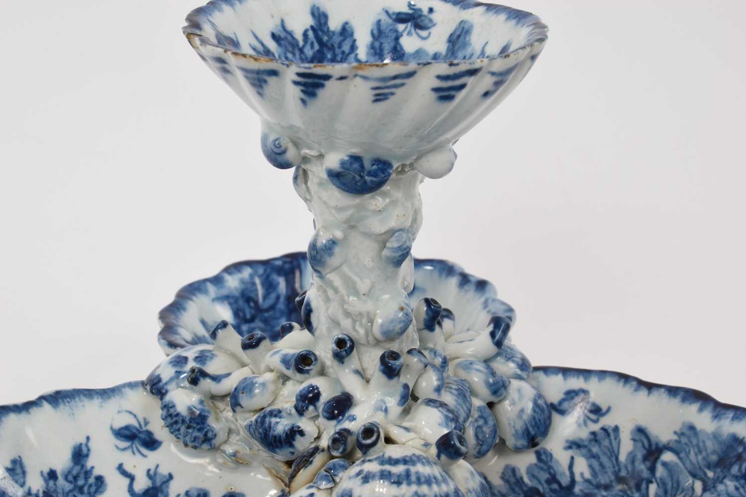 Lot 34 - Rare 18th century Bow two tier sweetmeat dish