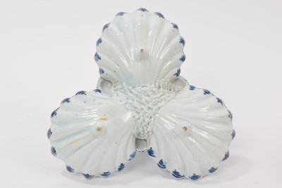Lot 34 - Rare 18th century Bow two tier sweetmeat dish with scallop shell form dishes