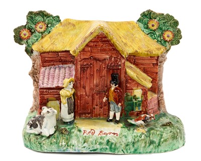 Lot 45 - Extremely rare 19th century Staffordshire model of the Red Barn at Polstead