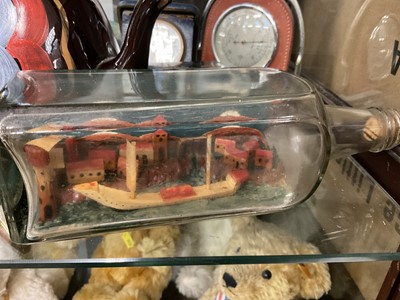 Lot 159 - Stirrup form barometers travelling clock and sundries