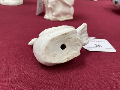 Lot 26 - 18th century white glazed model of a swan, probably Bow