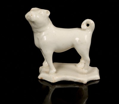 Lot 27 - 18th century white glazed model of a pug