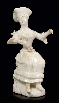 Lot 22 - 18th century figure of a seated girl, incised marks to base