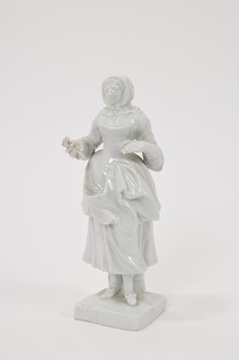 Lot 16 - 18th century white glazed porcelain figure on square base