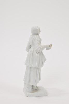 Lot 16 - 18th century white glazed porcelain figure on square base