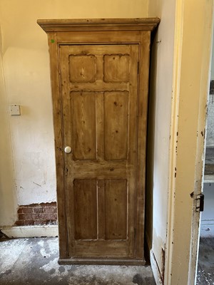 Lot 1361 - Antique pine hall cupboard with panelled door