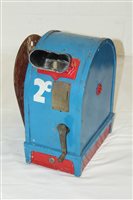 Lot 3461 - Blue and red child's tin mutoscope - 2 Cents