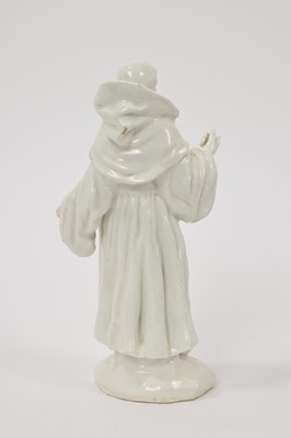 Lot 24 - 18th century white glazed standing figure of a monk, probably Bow, losses