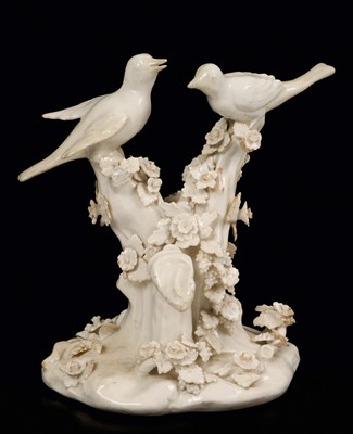 Lot 21 - White glazed Bow figural group of birds in a tree