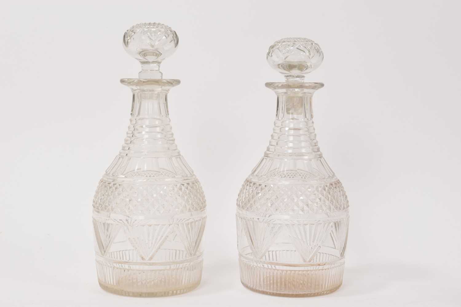 Lot 55 - Pair of hobnail cut decanters and stoppers