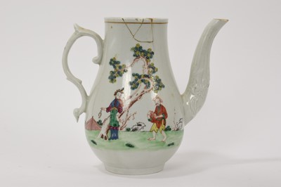 Lot 40 - 18th century Liverpool coffee pot with Chinese figures
