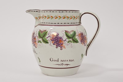 Lot 52 - Pearlware jug, named and dated 1820