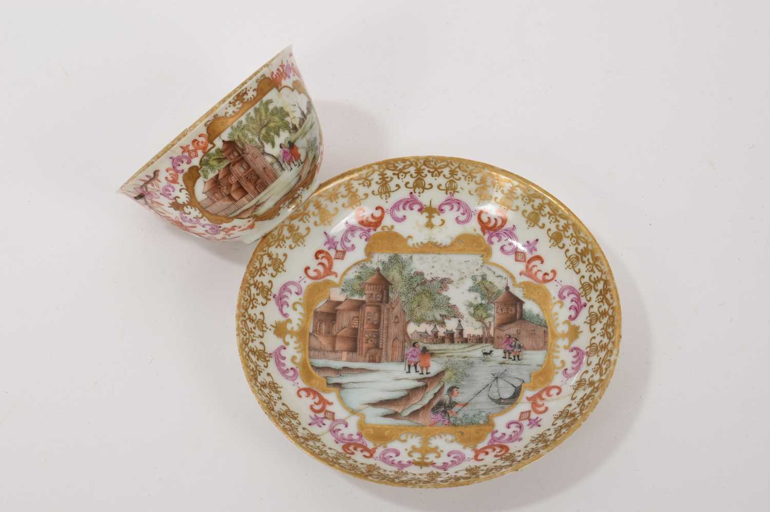 Lot 8 - Chinese Meissen-style Tea Bowl And Saucer