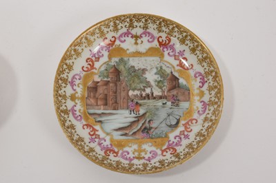 Lot 8 - Chinese Meissen-style tea bowl and saucer