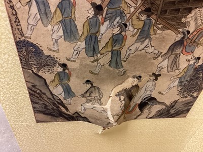 Lot 1408 - Chinese six-fold screen with painted panels
