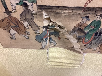 Lot 1408 - Chinese six-fold screen with painted panels