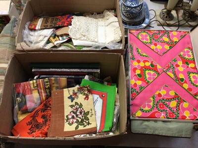 Lot 301 - Vintage table linens, tea towels, cushion covers etc (3 boxes)