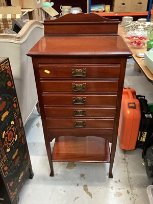 Lot 1209 - Edwardian mahogany music cabinet with ledge, five slides and undertier below