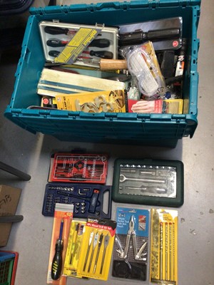 Lot 311 - Large quantity of hand tools and accessories, mostly new in packets (4 boxes)