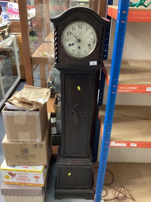 Lot 1203 - Early 20th century oak grandmother clock with dome top