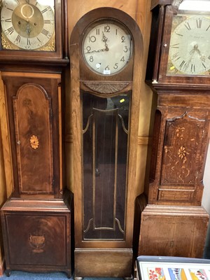 Lot 1202 - Early 20th century oak longcase clock with dome top