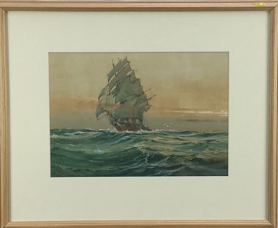 Lot 41 - Wilfred Knox (1884-1966) watercolour - Galleon at sea, signed and dated 1920, 25cm x 36cm, in glazed frame