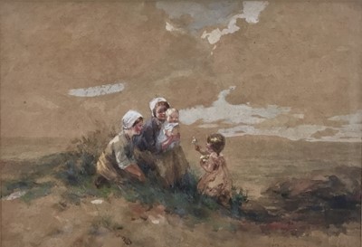 Lot 42 - James G Faulds (act. 1896-1938) watercolour - Children, signed, 25cm x 36cm, in glazed frame
