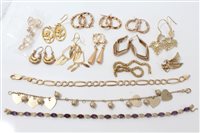 Lot 3260 - Three gold bracelets, gold eagle pendant and...