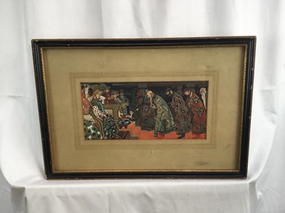 Lot 95 - Ivan Bilibin (Russian) print - fairytale illustration, 13cm x 27cm, in glazed frame