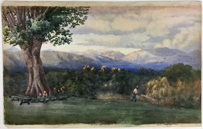Lot 184 - Colonel Douglas Champion-Jones (1877-) watercolour Sunset on the Blue Mountains, Jamaica, signed and dated 1910, 29cm x 49cm, unframed
