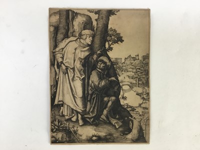 Lot 177 - Lucas van Leyden, three engravings - Susan and the Elders, 20cm x 14cm and two others, unframed