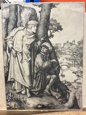 Lot 177 - Lucas van Leyden, three engravings - Susan and the Elders, 20cm x 14cm and two others, unframed